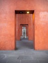 Urban red staircase in cologne Lanxess Arena Royalty Free Stock Photo