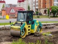 Urban renovations. The improvement of the city. Rink rams the ground. Russia. Gatchina