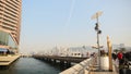 Hong Kong, China - January 1, 2016: Urban residents and tourists walk along the pedestrian bridge on the coast of Hong Royalty Free Stock Photo