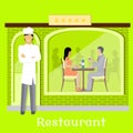Urban Restaurant Facade with Customers Royalty Free Stock Photo