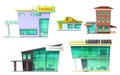 Urban retro modern building cartoon set Royalty Free Stock Photo