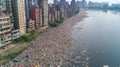 Urban River Choked by Trash and Plastic Waste Royalty Free Stock Photo