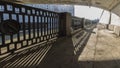 Urban river fence embankment