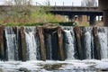 Urban River Metal Dam with Blockages Royalty Free Stock Photo