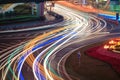 Urban road car light trails