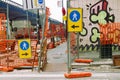 Roadwork with sign Royalty Free Stock Photo