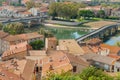 Urban roof tops and Orb River and bridges from top of Cathedral Royalty Free Stock Photo