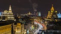 Urban roofs, horizon line and night traffic Royalty Free Stock Photo