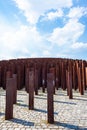 Urban Rusted Metal Poles With Blue Background Royalty Free Stock Photo
