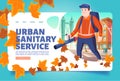 Urban sanitary service cartoon landing page, ad