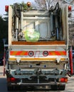 Urban sanitation trucks during the collection of solid waste in