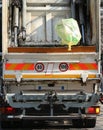 Urban sanitation trucks during the collection of solid waste in