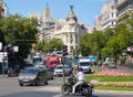 Urban scene at Calle de Alcala in central Madrid