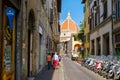 Urban scene in Florence with a view of the Basilica di Santa Maria del Fiore Royalty Free Stock Photo