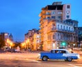 Urban scene at night in Old Havana Royalty Free Stock Photo