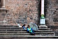 Urban scene and Typical colonial Architecture in Cusco Royalty Free Stock Photo