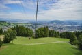 Urban scenery, view from cable car in Pilatus mountain Royalty Free Stock Photo