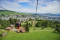 Urban scenery, view from cable car in Pilatus mountain Royalty Free Stock Photo