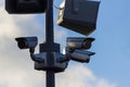 Urban security video camera outdoors