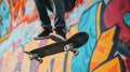 Urban skater in action. trick. Skate park ramp. City area. Man on skateboard jumping. Copy space for text. Skateboarder doing Royalty Free Stock Photo