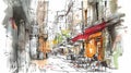 Urban Sketcher Capturing City Life Royalty Free Stock Photo