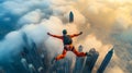 Urban Skydive: Cityscape Adrenaline Rush./n