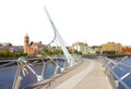 Urban skyline of DERRY city, also called LONDONDERRY, in northern IRELAND with the famous PEACE BRIDGE - Europe - Northern Ireland