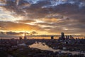 The urban skyline of London, with Tower Bridge, Thames river and City during sunset Royalty Free Stock Photo