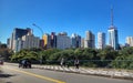 Urban skyline in Sao Paulo city at the surroundings of Paulista Avenue.