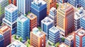 Urban Skyline With Tall Buildings in Isometric Style