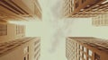 Looking Up at Skyscrapers Architectural Perspective Against Cloudy Sky Royalty Free Stock Photo