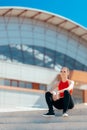 Urban Sports Girl Resting After Outdoors Training Session Royalty Free Stock Photo