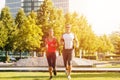 Urban sports - running fitness in the city Royalty Free Stock Photo