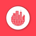 Urban sprawl black glyph icon. Urbanization. Expansion of megalopolises. Environmental problems. Sign for web page, app.