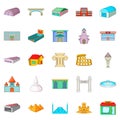 Urban sprawl icons set, cartoon style Royalty Free Stock Photo