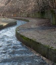 Urban stream in winter. The Lybid river Royalty Free Stock Photo