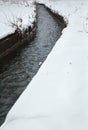 Urban stream in winter. The Lybid river Royalty Free Stock Photo