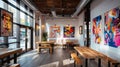 urban street art, abstract graffiti art throughout the vibrant space immerses visitors in a visually captivating