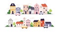 Urban street with house, suburban neighborhood with apartment buildings. Flat houses, europe style residential landscape Royalty Free Stock Photo