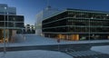 Urban street with office buildings and modern corporate architecture Royalty Free Stock Photo