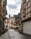 Urban street scene with a variety of buildings in Bacharach, Germany. Royalty Free Stock Photo