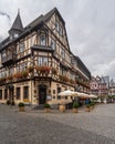 Urban street scene with a variety of buildings in Bacharach, Germany. Royalty Free Stock Photo