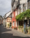 Urban street scene with a variety of buildings in Bacharach, Germany. Royalty Free Stock Photo