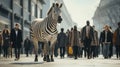 Urban Stripes: Zebra Strolling Through the City Royalty Free Stock Photo