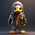 Urban Style 3d Cartoon Duck With Hip-hop Inspired Clothing