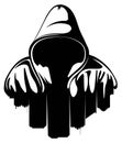 Urban style. Hooded man. City Silhouette. Underground street art. Royalty Free Stock Photo