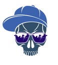 Urban stylish skull vector logo or icon, aggressive criminal scull tattoo.