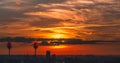 Urban sunset filmed from high above Royalty Free Stock Photo