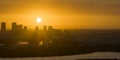 Urban sunset landscape of downtown district of Tampa city in Florida, USA. Dramatic skyline with high skyscraper Royalty Free Stock Photo