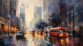 Urban Symphony: Captivating Painting of Downtown Los Angeles Skyline